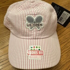 NWT Ladies US Open 2018 Tennis Hat Cap Strap Back One Size Pink Seersucker Sport